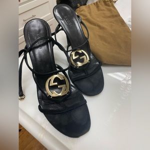 Gucci Suede-like Ankle heeled sandals